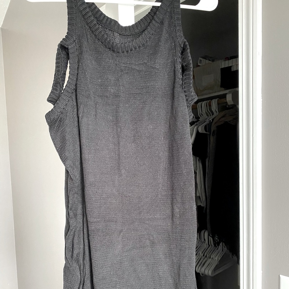 Black open shoulder sweater dress